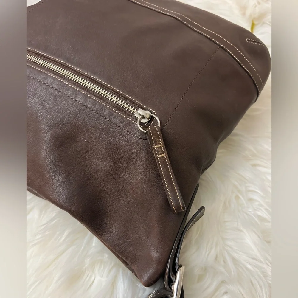 Vintage Coach #1414 Elegant Brown Leather Shoulder Bag